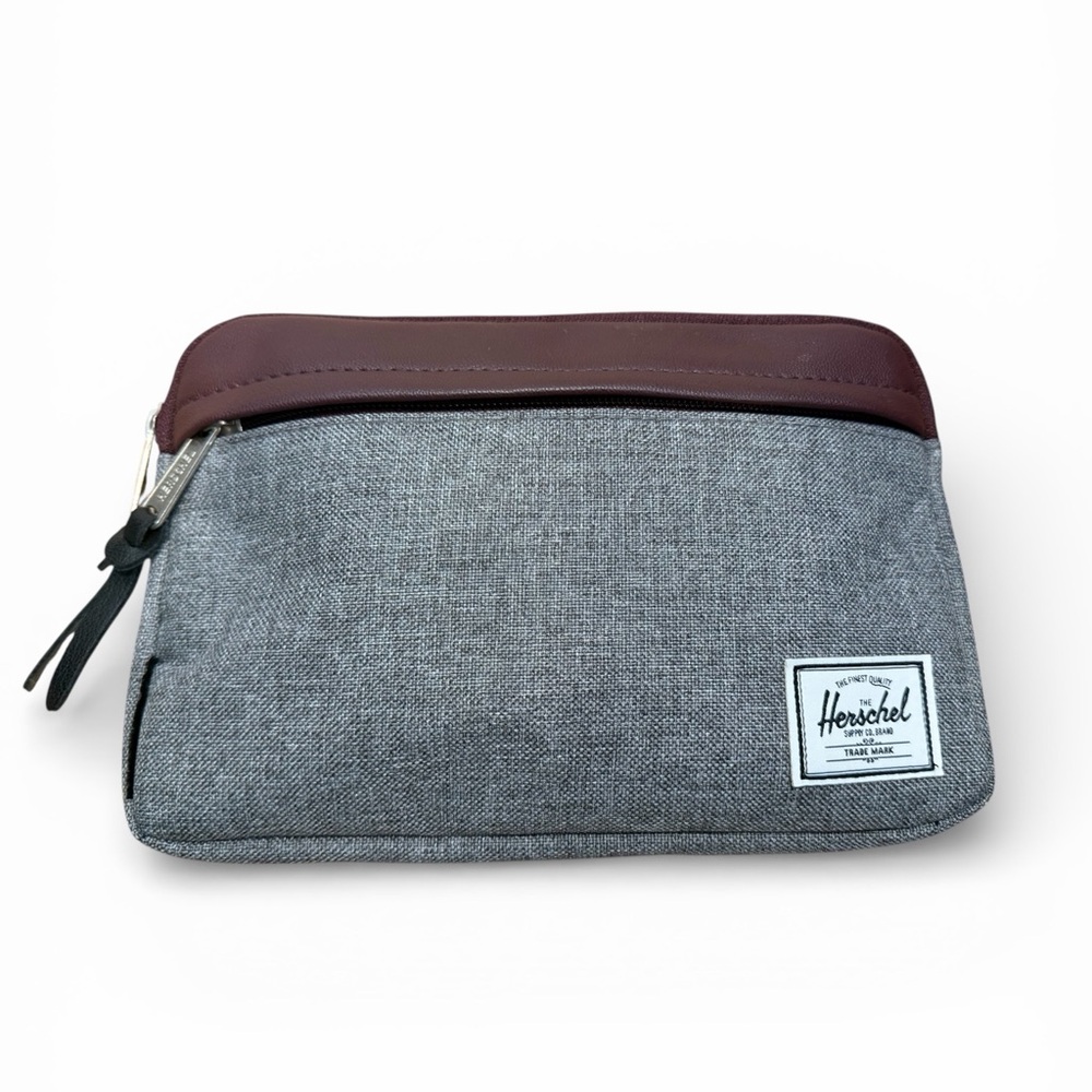 Herschel Travel & Cord Organizer Pouch | Grey w/ Burgundy Trim | 9x6
